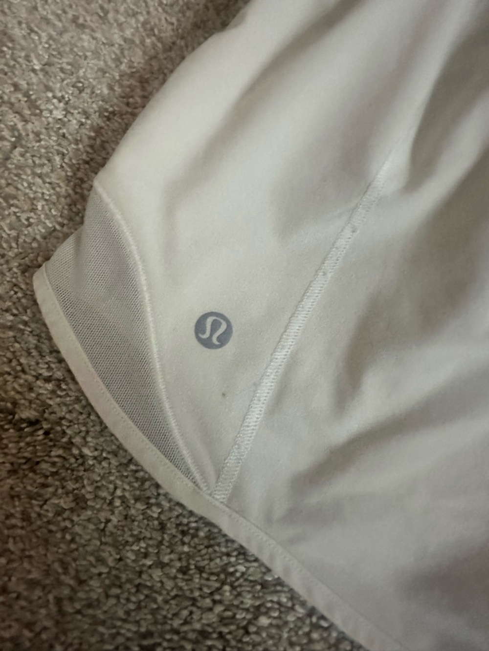 lululemon athletica White Athletic Running Shorts with Mesh Trim